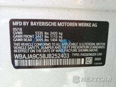 Zdjęcie 12 z 12 samochodu: 2018 BMW 530E VIN:WBAJA9C58JB252403 - miniatura