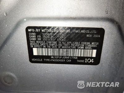 Zdjęcie 12 z 12 samochodu: 2024 MITSUBISHI MIRAGE G4 ES VIN:ML32FUFJ0RHF17768 - miniatura