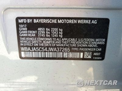 Zdjęcie 13 z 13 samochodu: 2018 BMW 530 I VIN:WBAJA5C54JWA37265 - miniatura