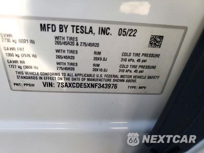 Zdjęcie 14 z 14 samochodu: 2022 TESLA MODEL X VIN:7SAXCDE5XNF343976 - miniatura