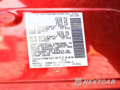Zdjęcie 13 z 13 samochodu: 2014 NISSAN ROGUE SV VIN:5N1AT2MK5EC857449 - miniatura