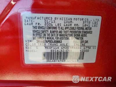 Zdjęcie 12 z 12 samochodu: 2013 NISSAN SENTRA S VIN:3N1AB7AP0DL659663 - miniatura