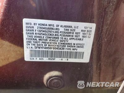 Zdjęcie 13 z 13 samochodu: 2015 HONDA PILOT EXL VIN:5FNYF4H59FB045439 - miniatura
