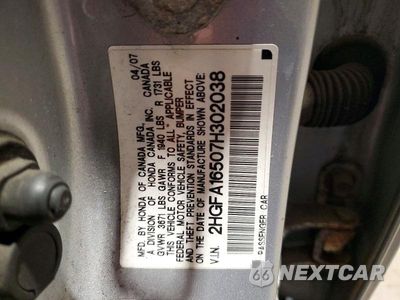 Zdjęcie 12 z 12 samochodu: 2007 HONDA CIVIC LX VIN:2HGFA16507H302038 - miniatura