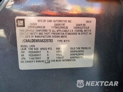 Zdjęcie 13 z 13 samochodu: 2010 CHEVROLET EQUINOX LT VIN:2CNALDEWXA6220783 - miniatura