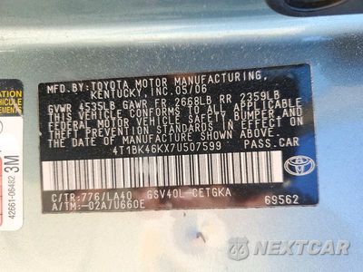 Zdjęcie 13 z 13 samochodu: 2007 TOYOTA CAMRY XLE V6 VIN:4T1BK46KX7U507599 - miniatura