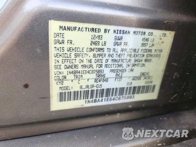 Zdjęcie 12 z 12 samochodu: 2004 NISSAN MAXIMA 3.5 SE VIN:1N4BA41E84C875893 - miniatura