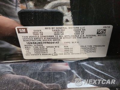 Zdjęcie 14 z 14 samochodu: 2015 CHEVROLET SUBURBAN K1500 LT VIN:1GNSKJKC7FR694147 - miniatura