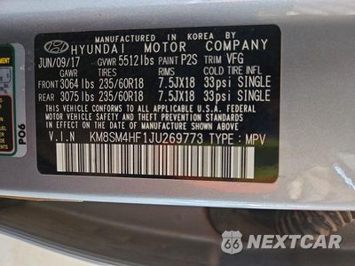 Zdjęcie 13 z 13 samochodu: 2018 HYUNDAI SANTA FE SE VIN:KM8SM4HF1JU269773 - miniatura