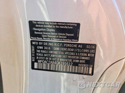 Zdjęcie 12 z 12 samochodu: 2016 PORSCHE CAYMAN GT4 VIN:WP0AC2A84GK191612 - miniatura