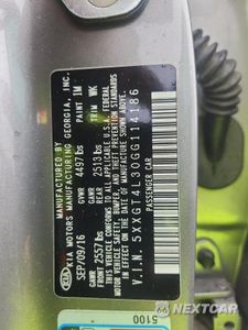 Zdjęcie 12 z 12 samochodu: 2016 KIA OPTIMA LX VIN:5XXGT4L30GG114186 - miniatura