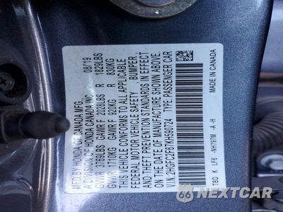 Zdjęcie 12 z 12 samochodu: 2019 HONDA CIVIC LX VIN:2HGFC2F67KH590724 - miniatura