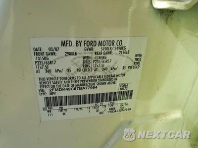Zdjęcie 13 z 13 samochodu: 2007 FORD EDGE SEL PLUS VIN:2FMDK49C87BA77994 - miniatura
