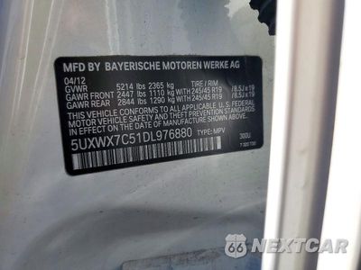 Zdjęcie 12 z 12 samochodu: 2013 BMW X3 XDRIVE35I VIN:5UXWX7C51DL976880 - miniatura