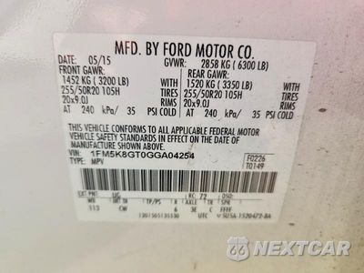 Zdjęcie 13 z 13 samochodu: 2016 FORD EXPLORER SPORT VIN:1FM5K8GT0GGA04254 - miniatura
