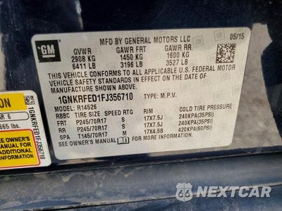 Zdjęcie 12 z 12 samochodu: 2015 CHEVROLET TRAVERSE LS VIN:1GNKRFED1FJ356710 - miniatura