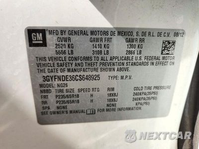 Zdjęcie 14 z 14 samochodu: 2012 CADILLAC SRX LUXURY COLLECTION VIN:3GYFNDE36CS648925 - miniatura