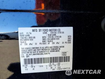 Zdjęcie 13 z 13 samochodu: 2016 LINCOLN MKX SELECT VIN:2LMTJ8KR8GBL54670 - miniatura