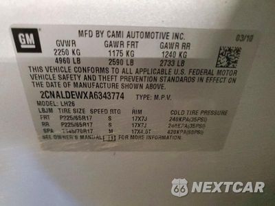 Zdjęcie 13 z 13 samochodu: 2010 CHEVROLET EQUINOX LT VIN:2CNALDEWXA6343774 - miniatura