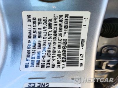 Zdjęcie 13 z 13 samochodu: 2009 HONDA CIVIC LX-S VIN:19XFA166X9E049882 - miniatura