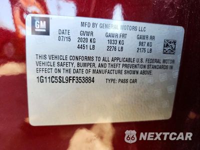 Zdjęcie 12 z 12 samochodu: 2015 CHEVROLET MALIBU 1LT VIN:1G11C5SL9FF353884 - miniatura