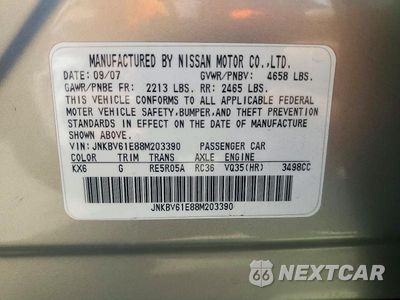 Zdjęcie 13 z 13 samochodu: 2008 INFINITI G35 BASE VIN:JNKBV61E88M203390 - miniatura