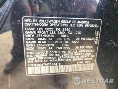 Zdjęcie 14 z 14 samochodu: 2021 VOLKSWAGEN ATLAS SE VIN:1V2JP2CA7MC596419 - miniatura