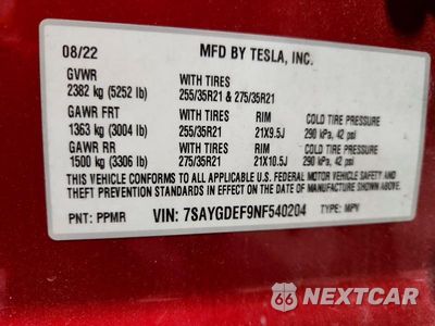 Zdjęcie 13 z 13 samochodu: 2022 TESLA MODEL Y VIN:7SAYGDEF9NF540204 - miniatura