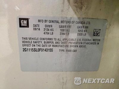 Zdjęcie 13 z 13 samochodu: 2015 CHEVROLET IMPALA LT VIN:2G1115SL0F9143155 - miniatura