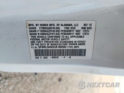 Zdjęcie 13 z 13 samochodu: 2012 HONDA ODYSSEY EXL VIN:5FNRL5H63CB106503 - miniatura
