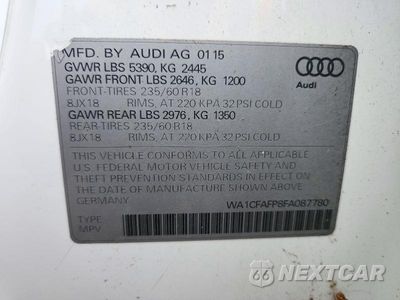 Zdjęcie 13 z 13 samochodu: 2015 AUDI Q5 PREMIUM VIN:WA1CFAFP8FA087780 - miniatura