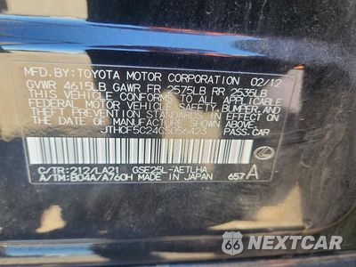 Zdjęcie 13 z 13 samochodu: 2012 LEXUS IS 250 VIN:JTHCF5C24C5056423 - miniatura