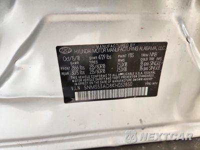 Zdjęcie 13 z 13 samochodu: 2019 HYUNDAI SANTA FE LIMITED 2.4L VIN:5NMS53AD8KH052850 - miniatura