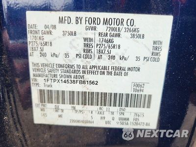 Zdjęcie 12 z 12 samochodu: 2008 FORD F150 VIN:1FTPX14538FB81562 - miniatura