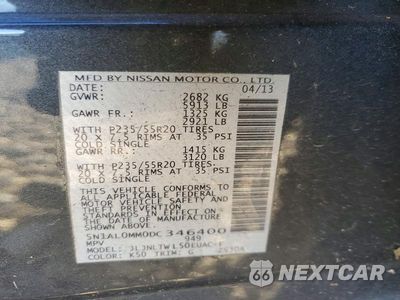 Zdjęcie 13 z 13 samochodu: 2013 INFINITI JX35 BASE VIN:5N1AL0MM0DC346400 - miniatura