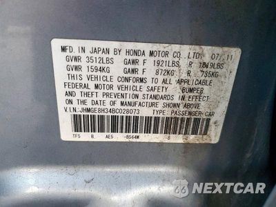 Zdjęcie 12 z 12 samochodu: 2011 HONDA FIT VIN:JHMGE8H34BC028073 - miniatura