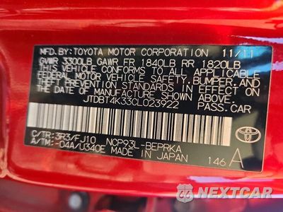 Zdjęcie 12 z 12 samochodu: 2012 TOYOTA YARIS FLEET VIN:JTDBT4K33CL023922 - miniatura