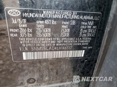 Zdjęcie 13 z 13 samochodu: 2020 HYUNDAI SANTA FE LIMITED VIN:5NMS5CAD4LH146337 - miniatura