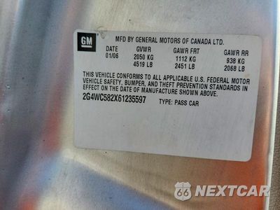Zdjęcie 12 z 12 samochodu: 2006 BUICK LACROSSE CX VIN:2G4WC582X61235597 - miniatura