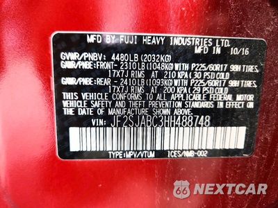 Zdjęcie 13 z 13 samochodu: 2017 SUBARU FORESTER 2.5I VIN:JF2SJABC3HH488748 - miniatura
