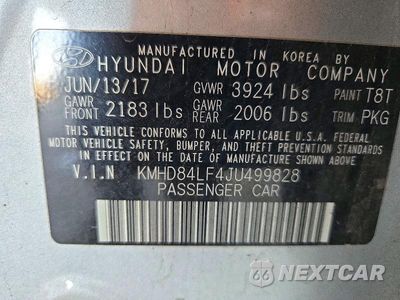 Zdjęcie 12 z 12 samochodu: 2018 HYUNDAI ELANTRA SEL VIN:KMHD84LF4JU499828 - miniatura