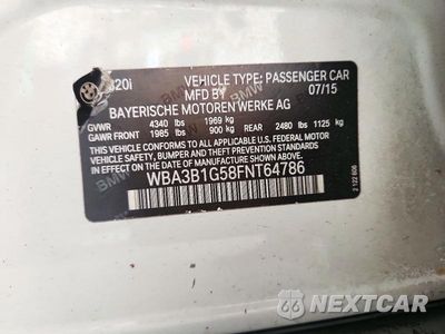 Zdjęcie 12 z 12 samochodu: 2015 BMW 320 I VIN:WBA3B1G58FNT64786 - miniatura