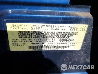Zdjęcie 12 z 12 samochodu: 2008 NISSAN SENTRA 2.0 VIN:3N1AB61E88L632418 - miniatura