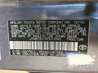 Zdjęcie 12 z 12 samochodu: 2011 TOYOTA CAMRY LE VIN:JTNBF3EK3B3012546 - miniatura