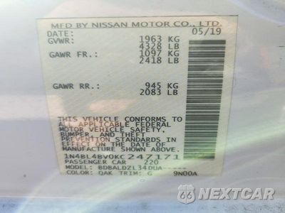 Zdjęcie 13 z 13 samochodu: 2019 NISSAN ALTIMA S VIN:1N4BL4BV0KC247171 - miniatura
