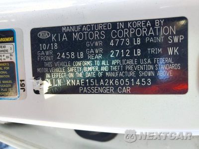 Zdjęcie 12 z 12 samochodu: 2019 KIA STINGER BASE VIN:KNAE15LA2K6051453 - miniatura