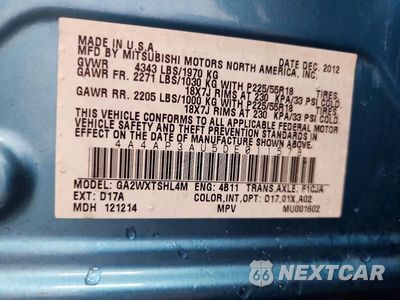 Zdjęcie 12 z 12 samochodu: 2013 MITSUBISHI OUTLANDER SPORT ES VIN:4A4AP3AU5DE011578 - miniatura