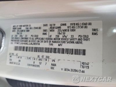 Zdjęcie 14 z 14 samochodu: 2020 FORD ESCAPE SEL VIN:1FMCU0H64LUA28516 - miniatura