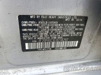 Zdjęcie 14 z 14 samochodu: 2014 SUBARU XV CROSSTREK 2.0 LIMITED VIN:JF2GPAGCXE8274297 - miniatura