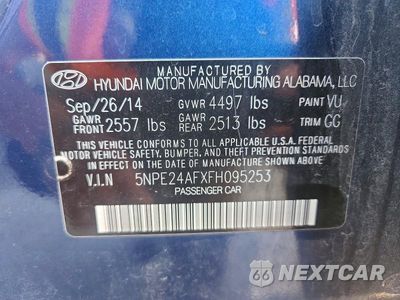 Zdjęcie 12 z 12 samochodu: 2015 HYUNDAI SONATA SE VIN:5NPE24AFXFH095253 - miniatura